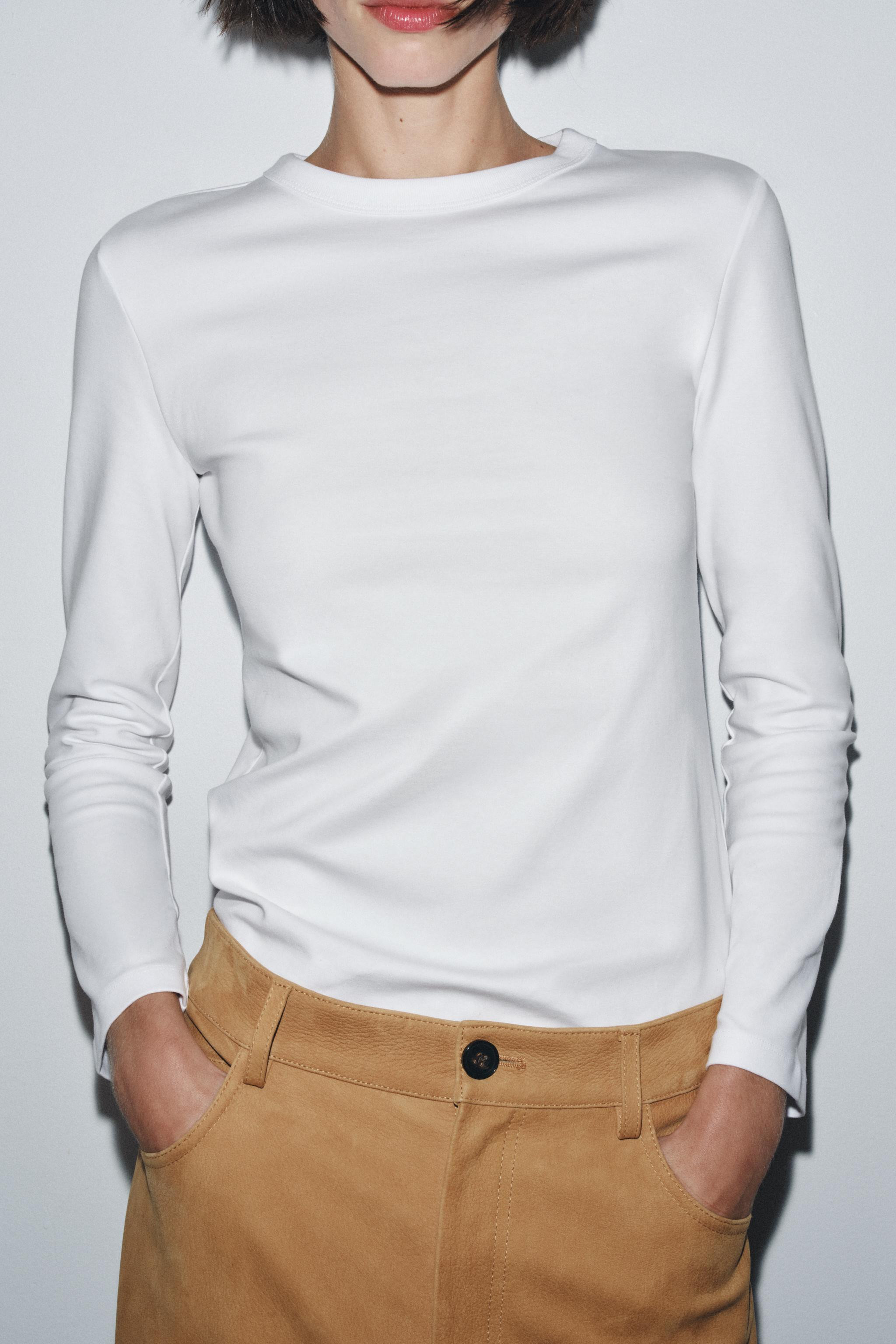 INTERLOCK LONG SLEEVE T-SHIRT | Zara UK