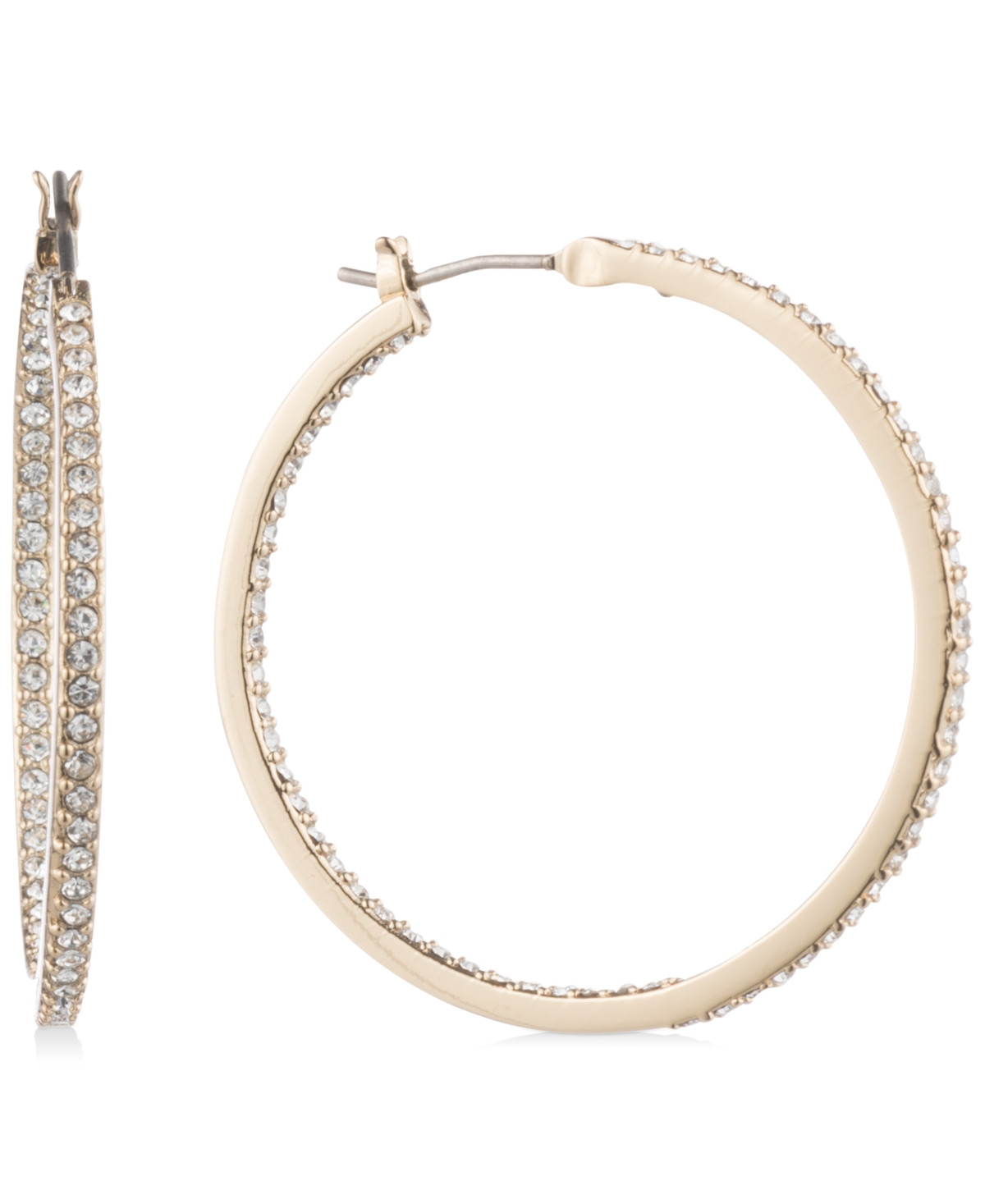 Givenchy Medium Pave Hoop Earrings 1-1/4" - Gold | Macy's