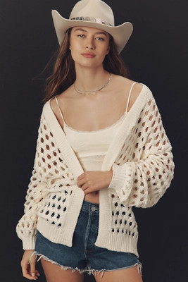 Maeve Chunky Open-Stitch Cardigan | Anthropologie (US)