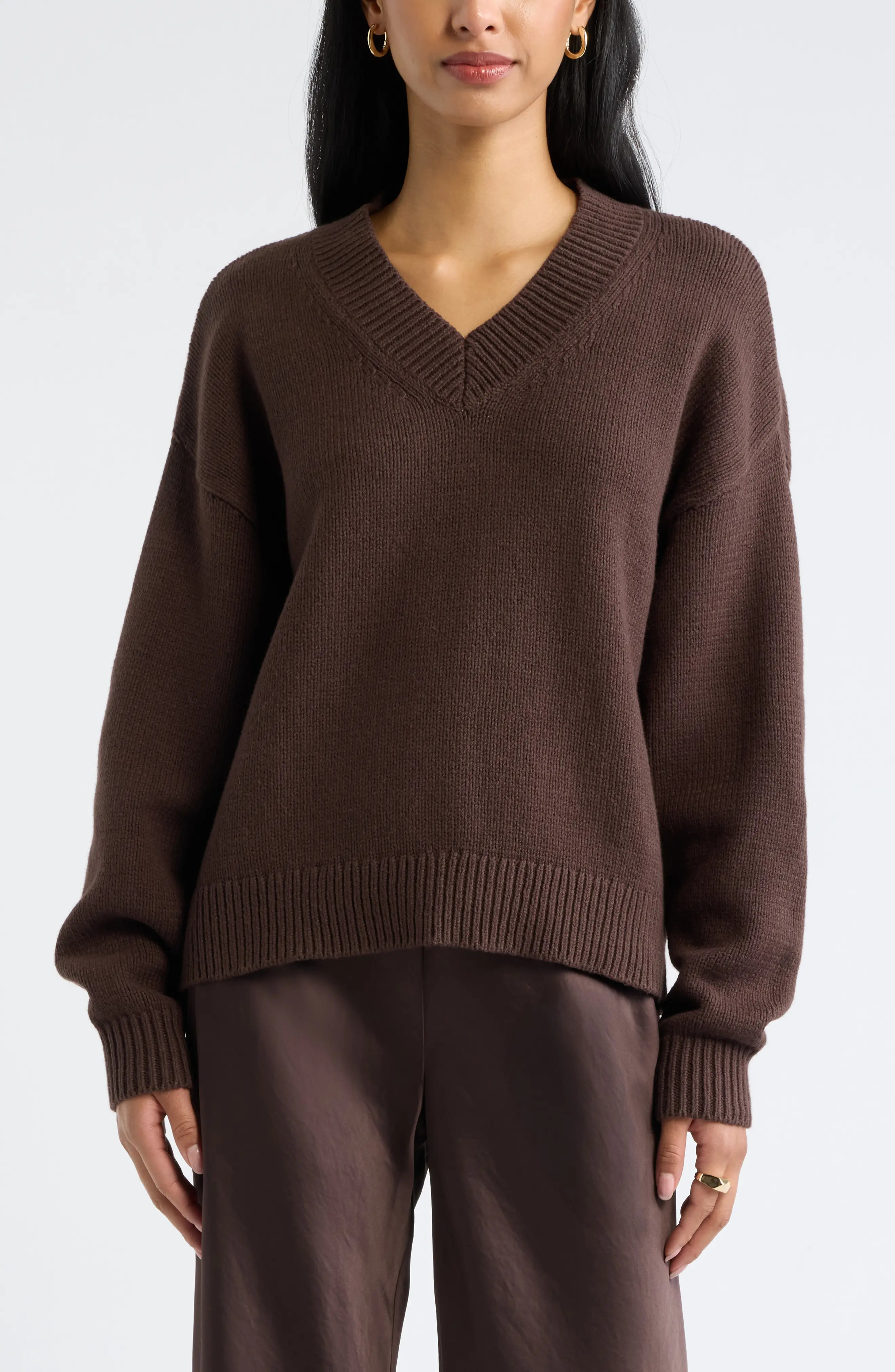 Open Edit Relaxed V-Neck Sweater (Women) | Nordstrom | Nordstrom