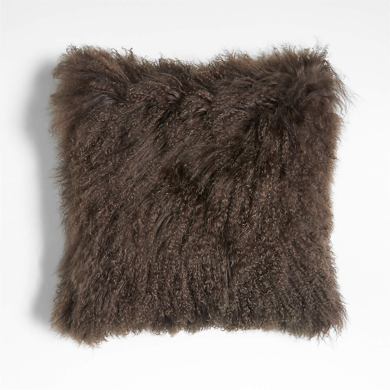 Deep Brown Mongolian Sheepskin 20"x20" Throw Pillow with Feather Insert + Reviews | Crate & Barre... | Crate & Barrel