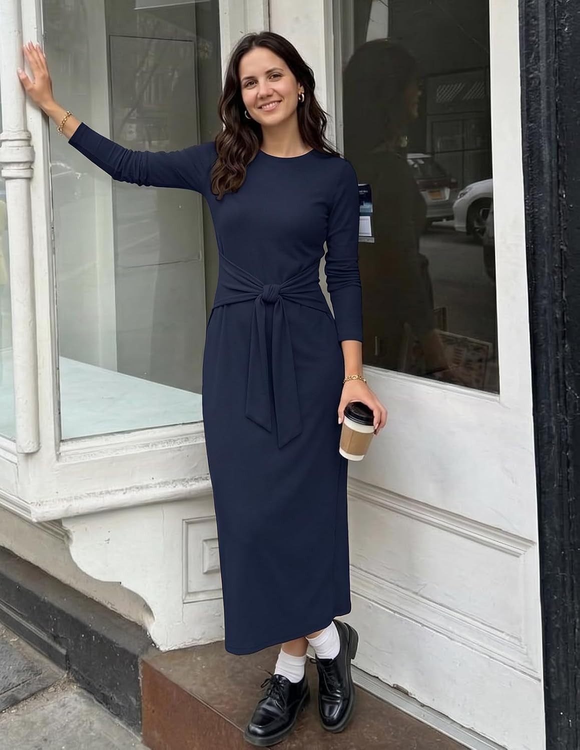MEROKEETY Women's Fall Long Sleeve Casual T Shirt Work Maxi Dress | Amazon (US)