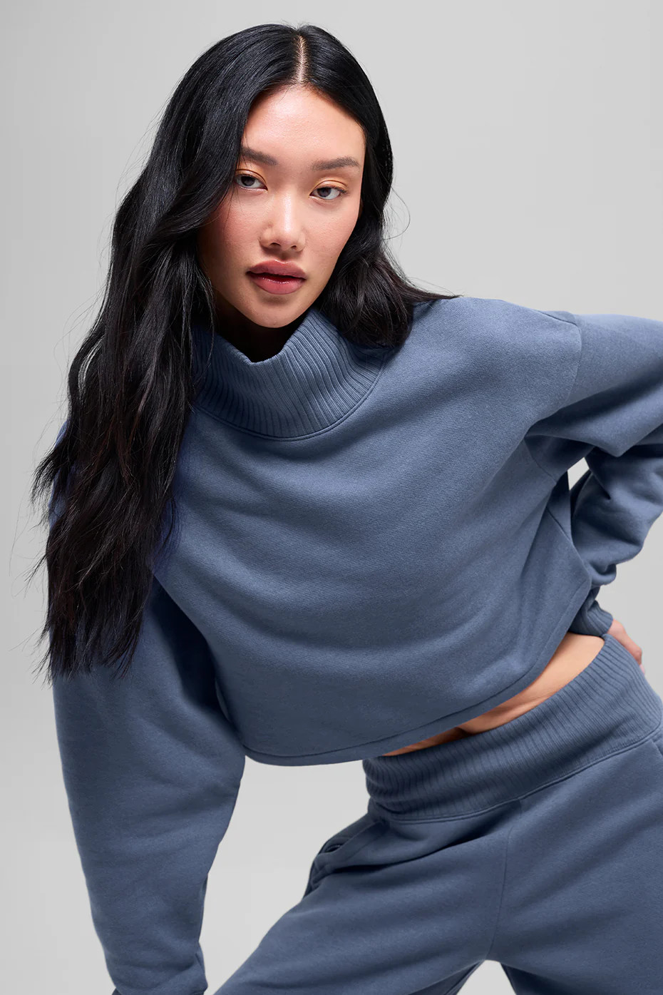 ALO | Cropped Serenity Coverup Sweatshirt in Bluestone, Size: XS | Alo Yoga
