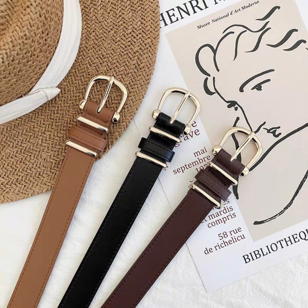 2 kit Cinto de fivela de pino simples moda feminina casual estilo coreano para todas as mulheres ... | Shopee (BR)