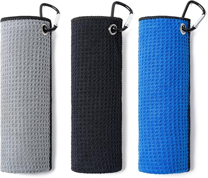 3 Pack Golf Towels(16" X 16") with Carabiner Clip,Microfiber Fabric Waffle Pattern Towels for Gol... | Amazon (US)