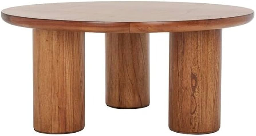 SAFAVIEH Home Collection Mork Modern Rustic Natural 3-Leg Round Wood Coffee Table | Amazon (US)