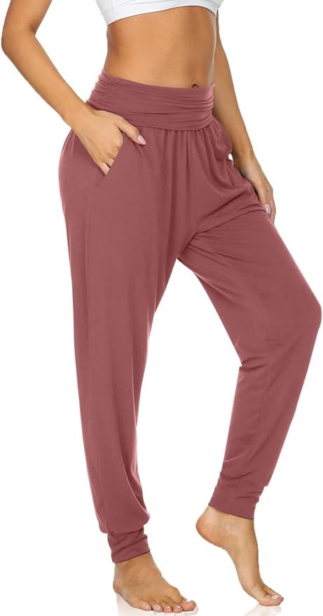 UEU Women's Cozy Yoga Joggers Pants Loose Workout Sweatpants Comfy Lounge Pants with Pockets | Amazon (US)