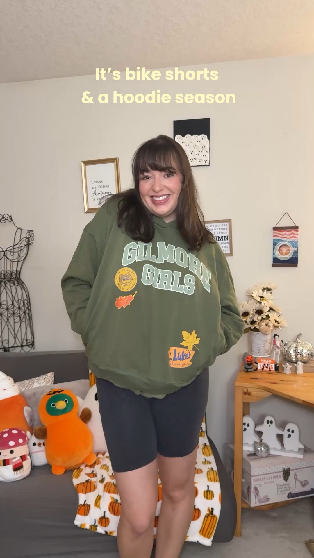 Hoodie and bike shorts to channel princess Di street style