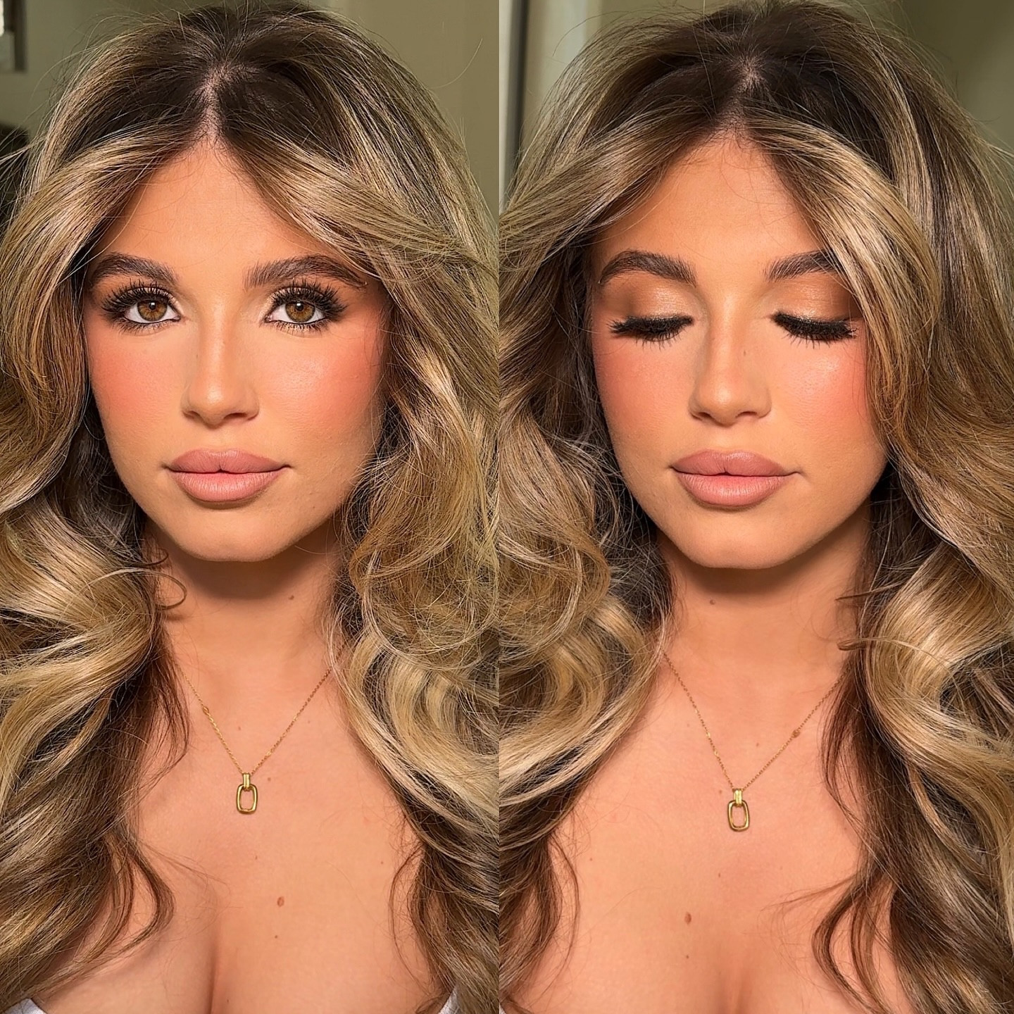 My mind is blown by her beauty 😍🫶🏼 zero edits/filters she is truly this perfect! @paris.vogler 
.
.
.
.
#elfcosmetics power grip primer 
#toofacedcosmetics nude matte foundation 
#toofaced concealers 
#narscosmetics laguna 3 cream contour 
#patricktabeauty she’s blushing blush
#rarebeauty joy cream blush mixed with #pinknovembers liquid highlight shade covet 
#hudabeauty translucent setting powder 
#yslbeauty bronzer
#colourpopcosmetics Deja brew eyeshadow palette 
#makeupbymario spiced chai lip liner + south shore lipstick 
#anastasiabeverlyhills clear brow gel + medium brown brow powder 
#ardell remy lashes 775 
#loreal black gel lacquer 
#onesizebeauty setting spray