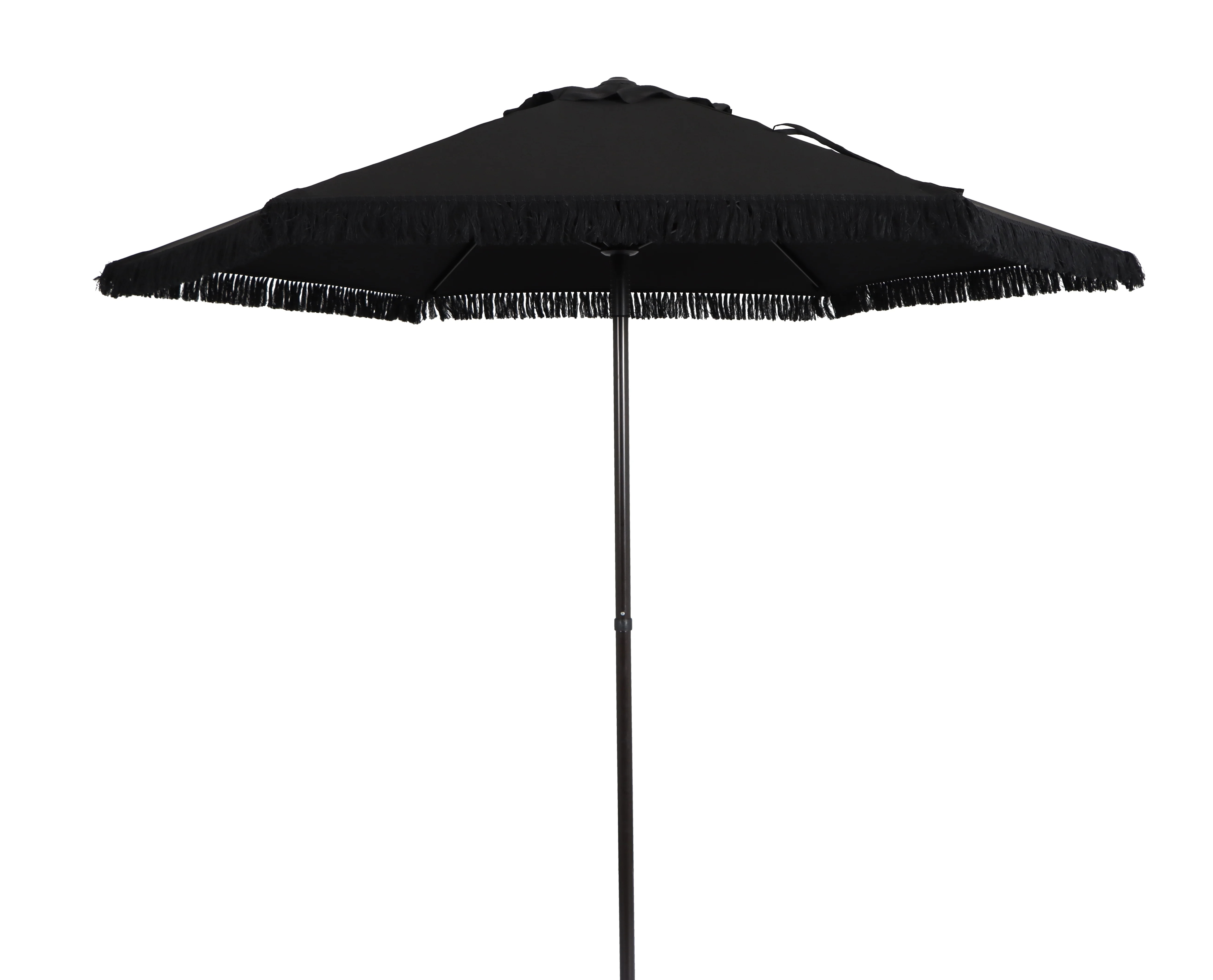 Better Homes & Gardens Outdoor 7.5' Black Ventura Fringe Round Push-up Premium Patio Umbrella | Walmart (US)