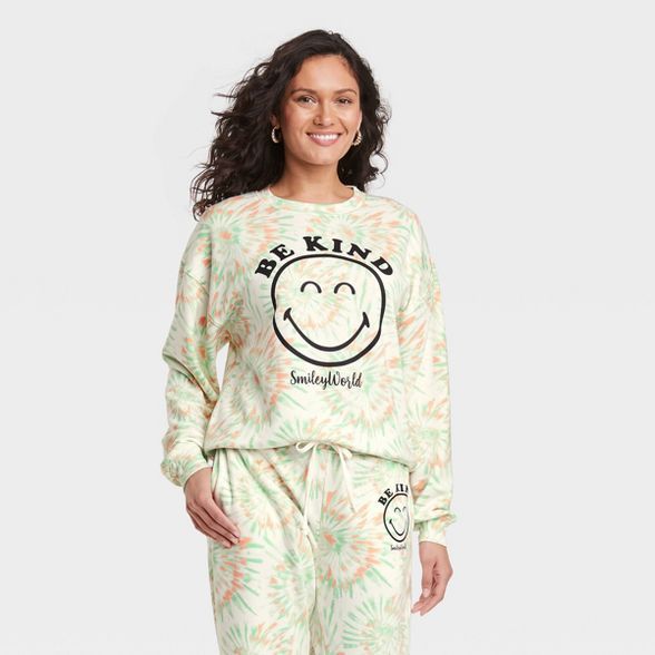 Women's Smiley World Be Kind Graphic Sweatshirt - White | Target