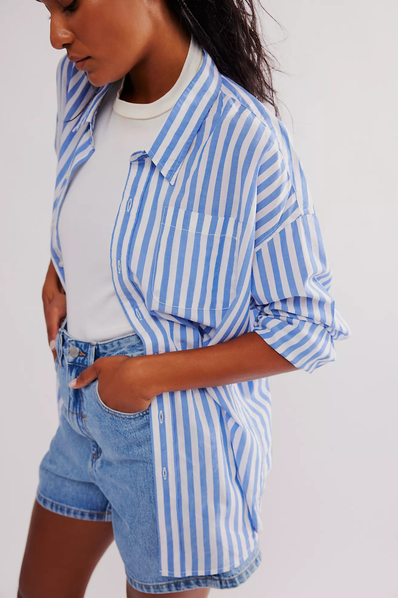Denimist Button Front Shirt | Free People (Global - UK&FR Excluded)