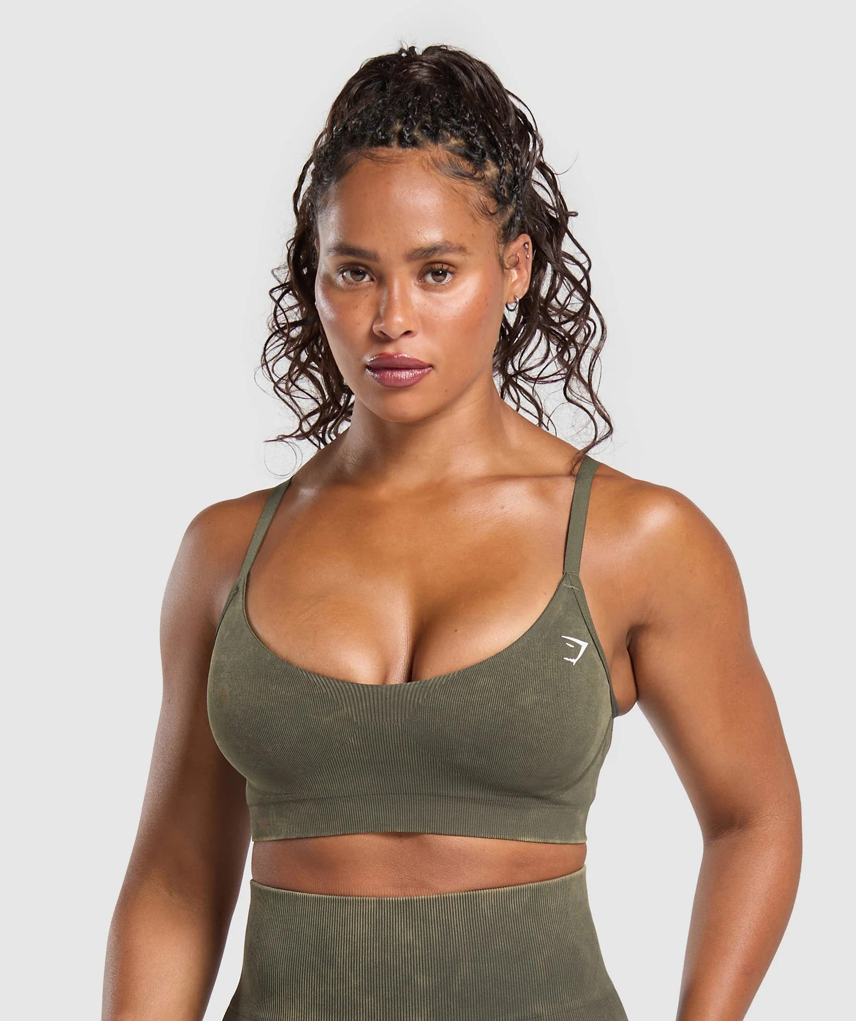 Gymshark Gains Seamless Washed Sports Bra - Strength Green | Gymshark US