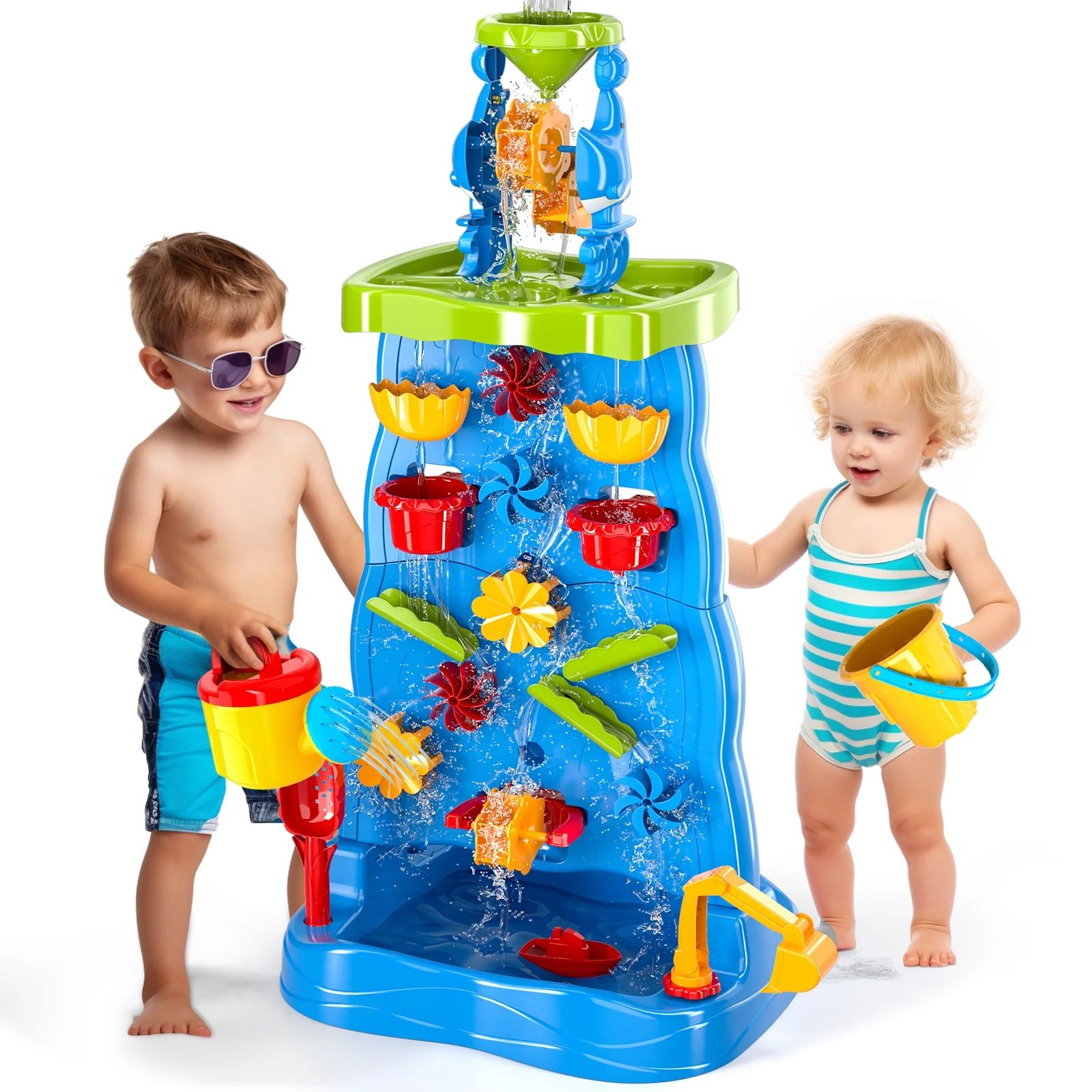 Water Table Waterfall Maze like Wall Double-Sided Water Sand Table Summer Outdoor Toys for Toddle... | Walmart (US)