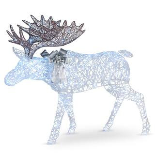 50 in. Moose with Glitter and 200 Cool White Twinkling LED Lights | The Home Depot