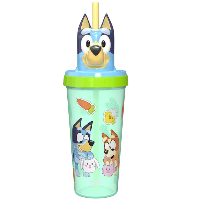 Zak Designs 18oz Bluey Easter Super Sipper Tumbler, Durable Plastic Kids Straw Tumbler with Sculp... | Walmart (US)