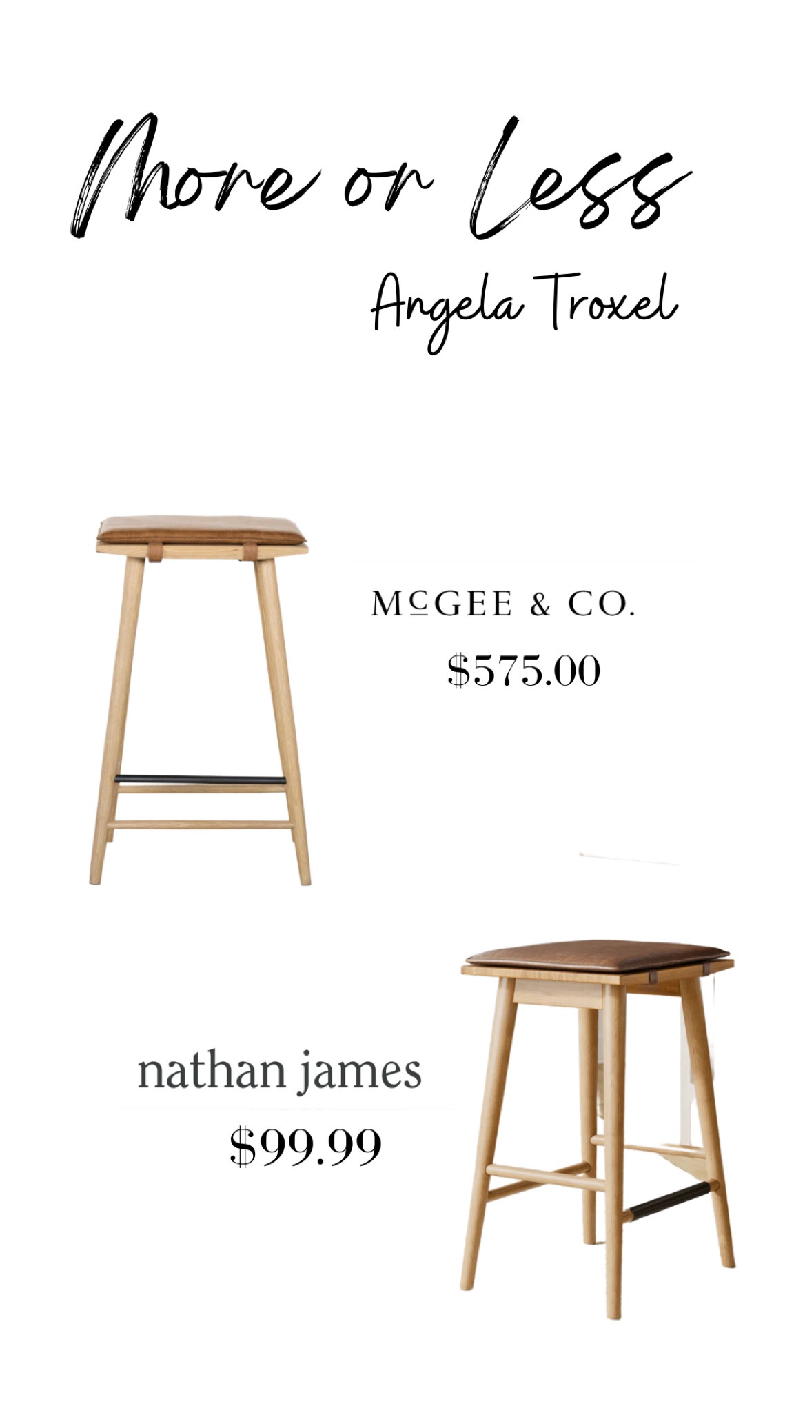 More or less? Save money. Barstools, kitchen furniture. Modern furniture. Nathan James, Mcgee & co

#LTKhome #LTKsalealert #LTKunder100