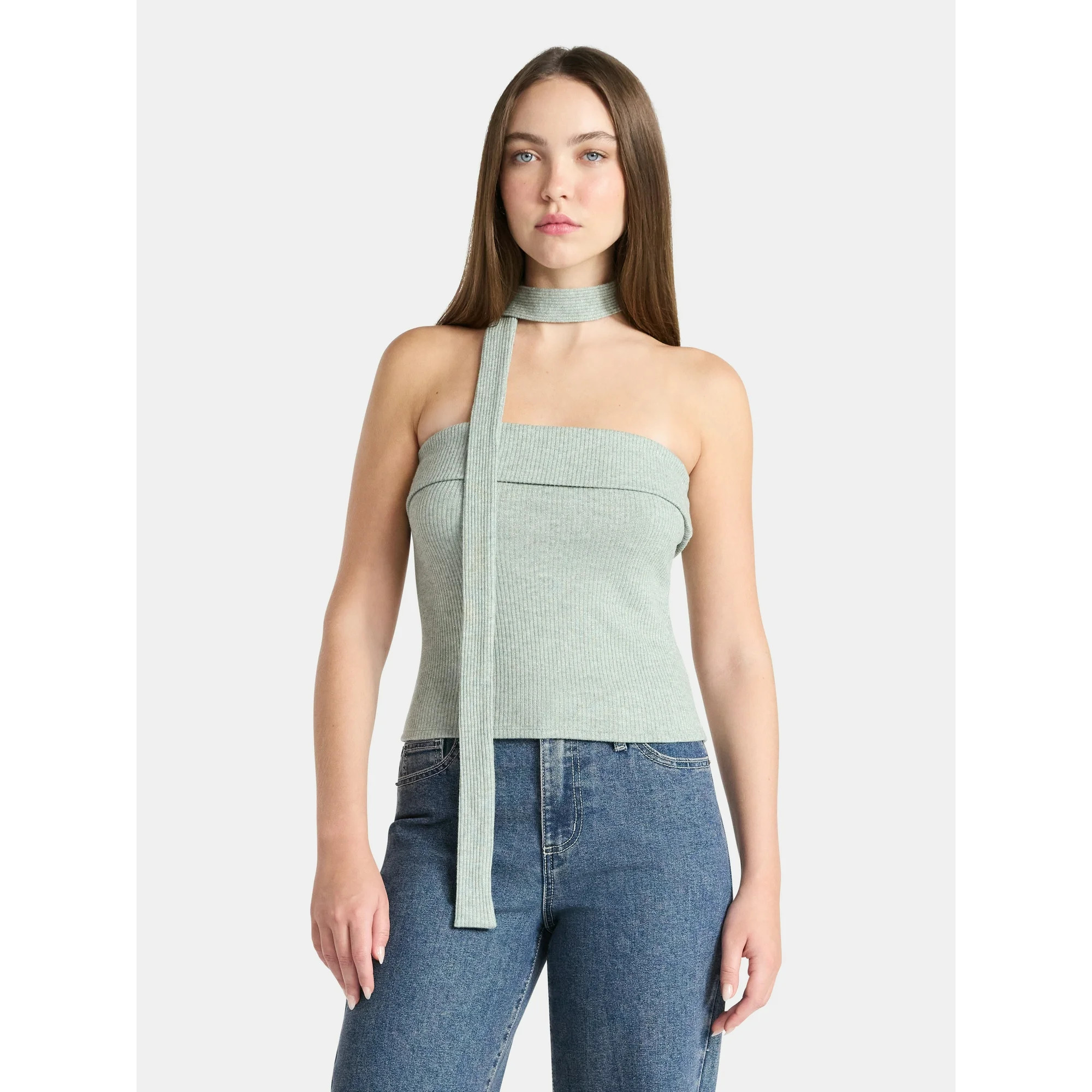 No Boundaries Foldover Tube Top and Scarf Set, 2-Piece, Women's - Walmart.com | Walmart (US)