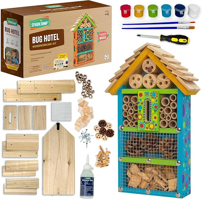 SparkJump Premium Bug Hotel Kit for Kids – Easy Wood Craft Kits for Children, Lady Bug House fo... | Amazon (US)