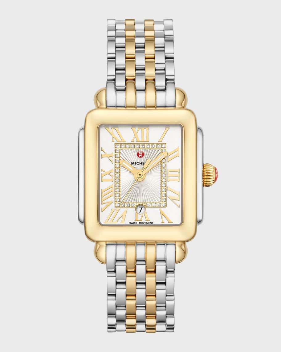 MICHELE Deco Madison Mid Two-Tone Diamond-Dial Watch | Neiman Marcus
