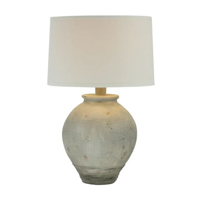 Amy 25 Inch Table Lamp, Jar Shape Body, White Cone Shade, Faux Concrete - Saltoro Sherpi - Walmar... | Walmart (US)