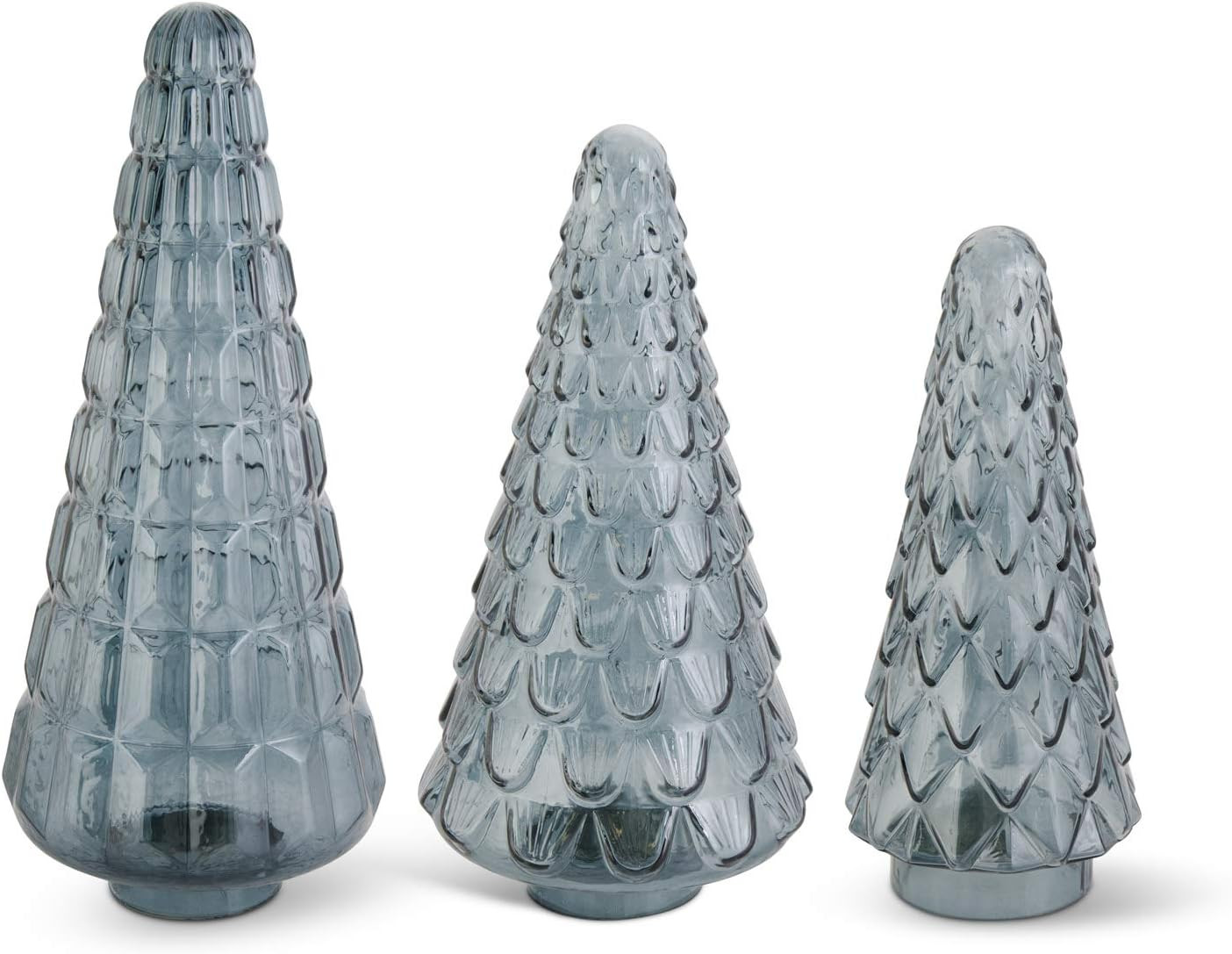 K&K Interiors 54521A-BL Set of 3 Embossed Light Blue Glass Trees | Amazon (US)