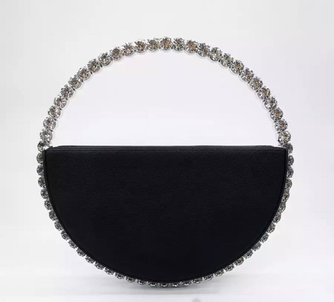 Diamond Curve Top Handle Circle Clutch Bag Purse | Etsy (US)