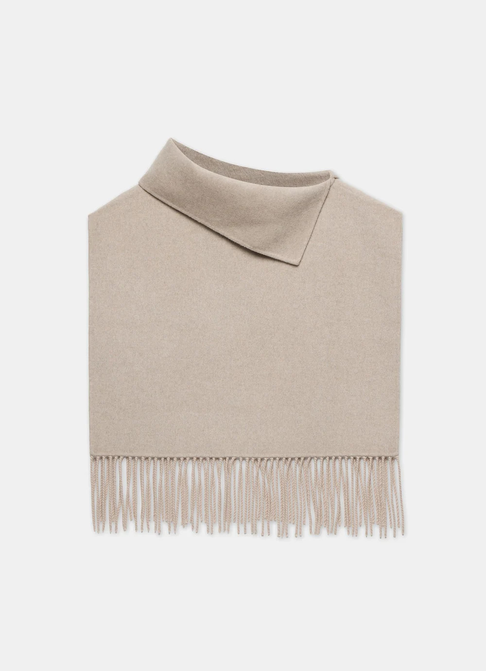 Neutral Wool Blend Fringed Poncho | Mint Velvet