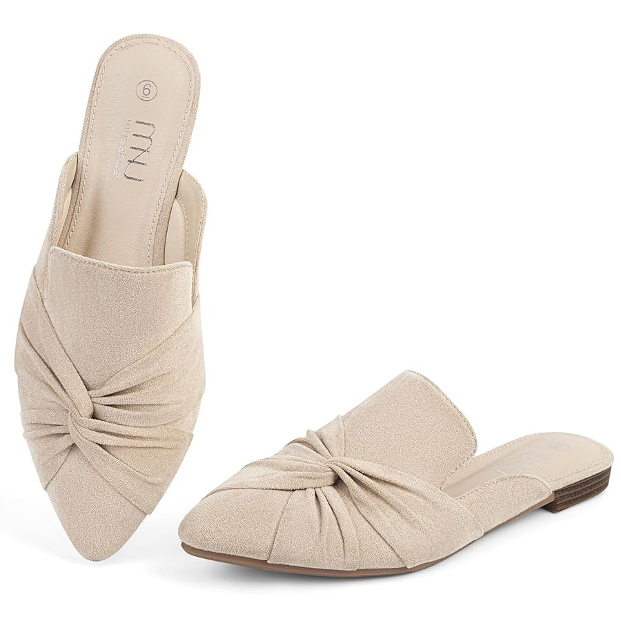 MUSSHOE Mules for Women Flats Comfortable Women Mules Backless Loafers with Knot | Amazon (US)