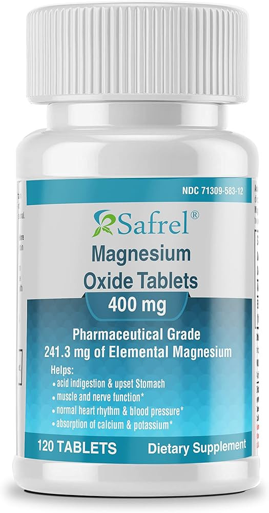 Safrel Safrel Magnesium 400mg [High Potency] Supplement – Magnesium Oxide for Immune Support, M... | Amazon (US)