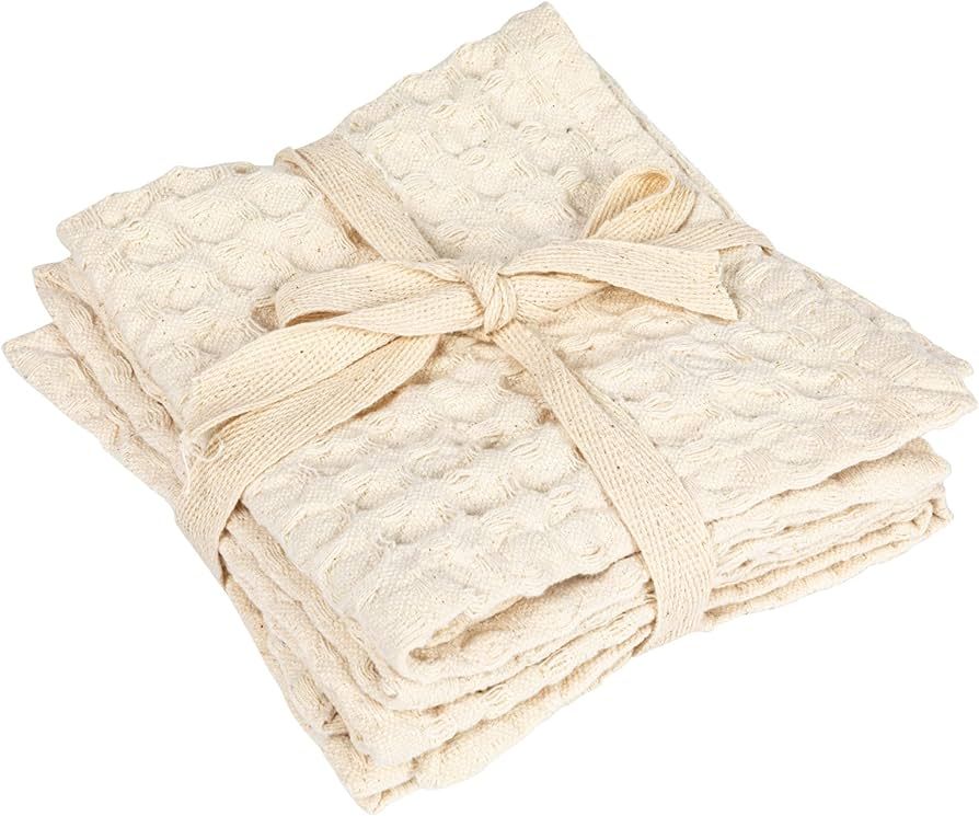 Bloomingville Square Cotton Waffle Weave, Set of 3, Cream Dish Cloth, Ivory | Amazon (US)