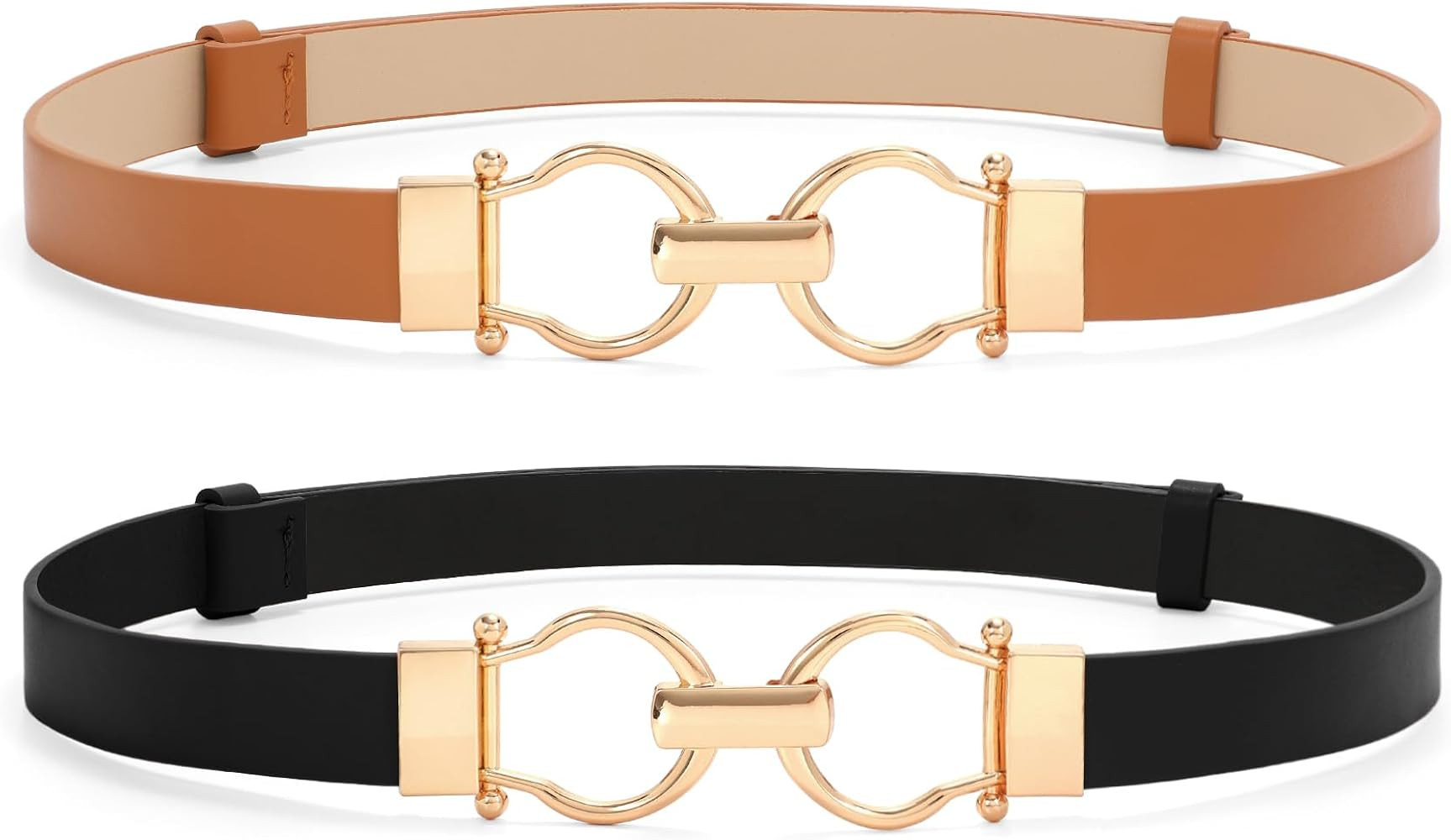 VONMELLI 2 Pack Women's Leather Belts for Jeans Dress Pants Ladies Waist Belt Skinny Belt with Fa... | Amazon (US)