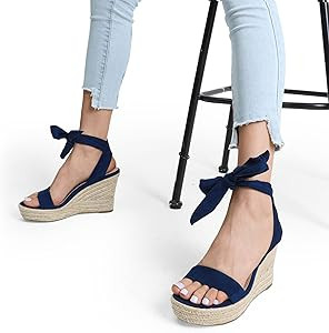 DREAM PAIRS Womens Open Toe Espadrilles Wedges Tie Lace Up Cute Ankle Strap Platform Sandals Dres... | Amazon (US)