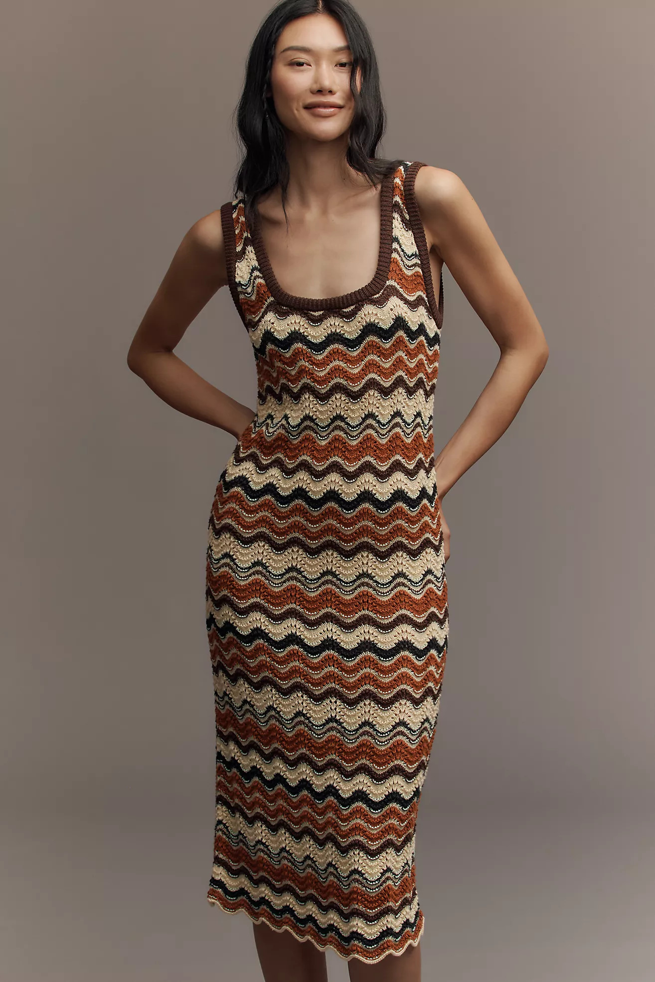 MOTHER The Square-Neck Sleeveless Knit Midi Dress | Anthropologie (US)