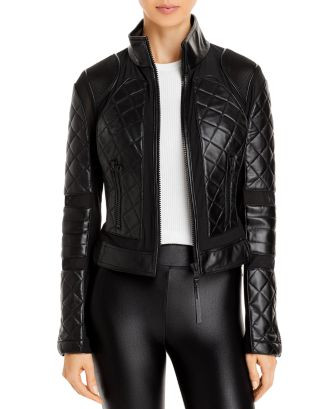 Blanc Noir Leather & Mesh Moto Jacket  | Bloomingdale's Women | Bloomingdale's (US)