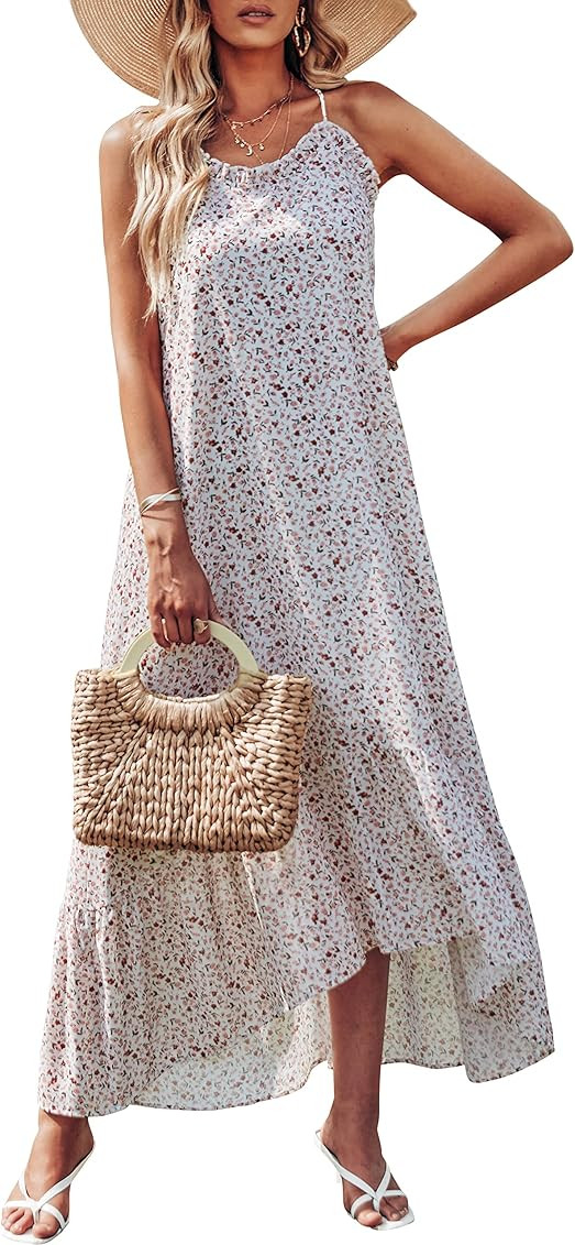 LOGENE Women's Summer Casual Loose Maxi Dresses Floral Print Long Boho Beach Sundress | Amazon (US)