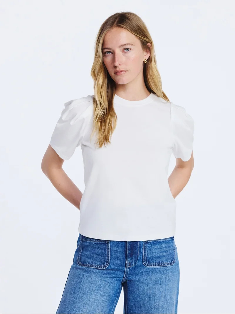 Free Assembly Women's Crewneck Tee with Puff Sleeves, XS-XXL | Walmart (US)