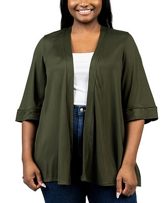 Plus Size Elbow Length Open Front Cardigan Sweater | Macy's