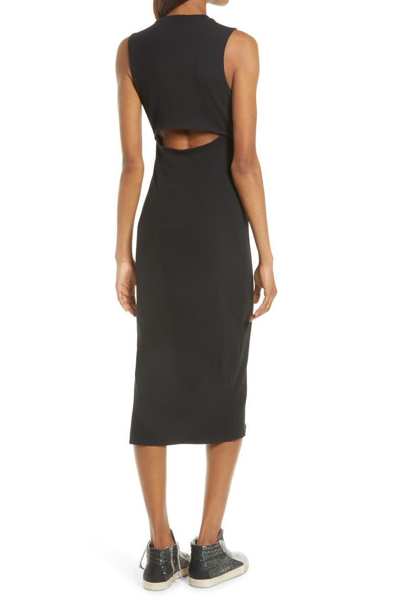 Rib Cutout Cotton Stretch Midi Dress | Nordstrom