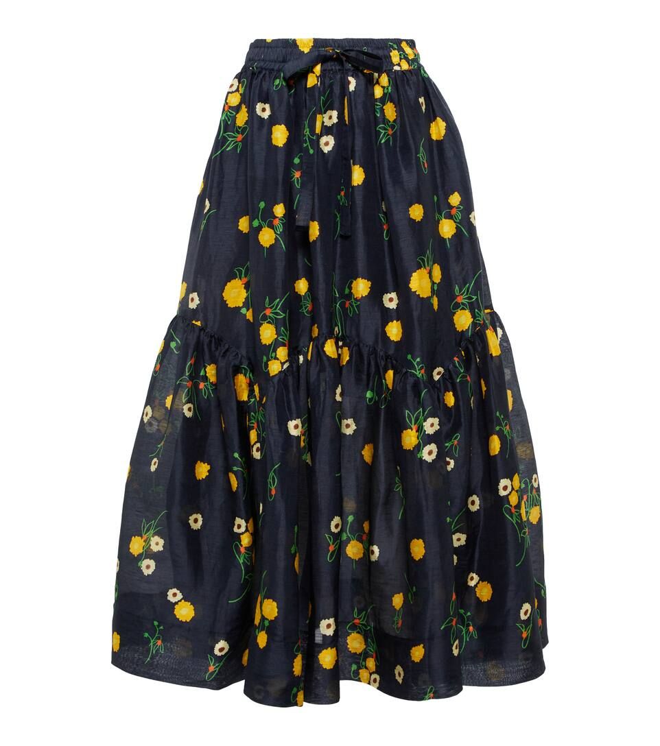 Ketty floral linen and silk skirt | Mytheresa (UK)