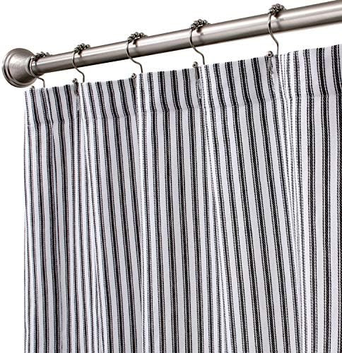 Cackleberry Home Black and White Ticking Stripe Woven Cotton Shower Curtain 72 Inches W x 72 Inch... | Amazon (US)