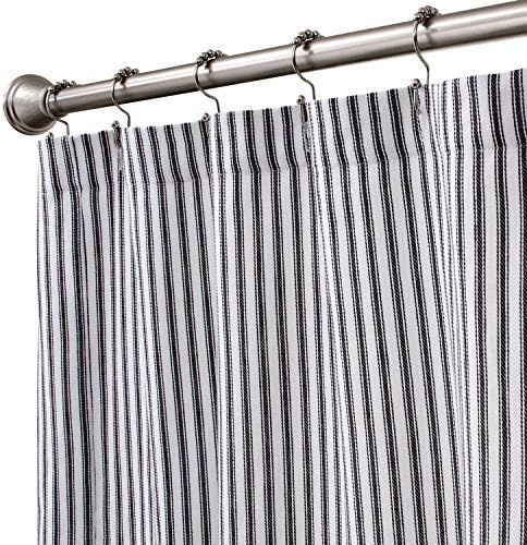 Cackleberry Home Black and White Ticking Stripe Woven Cotton Shower Curtain 72 Inches W x 72 Inch... | Amazon (US)