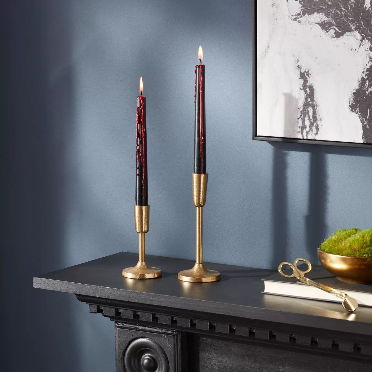 6pk 10'' Bleeding Taper Candles Black - Threshold™ | Target