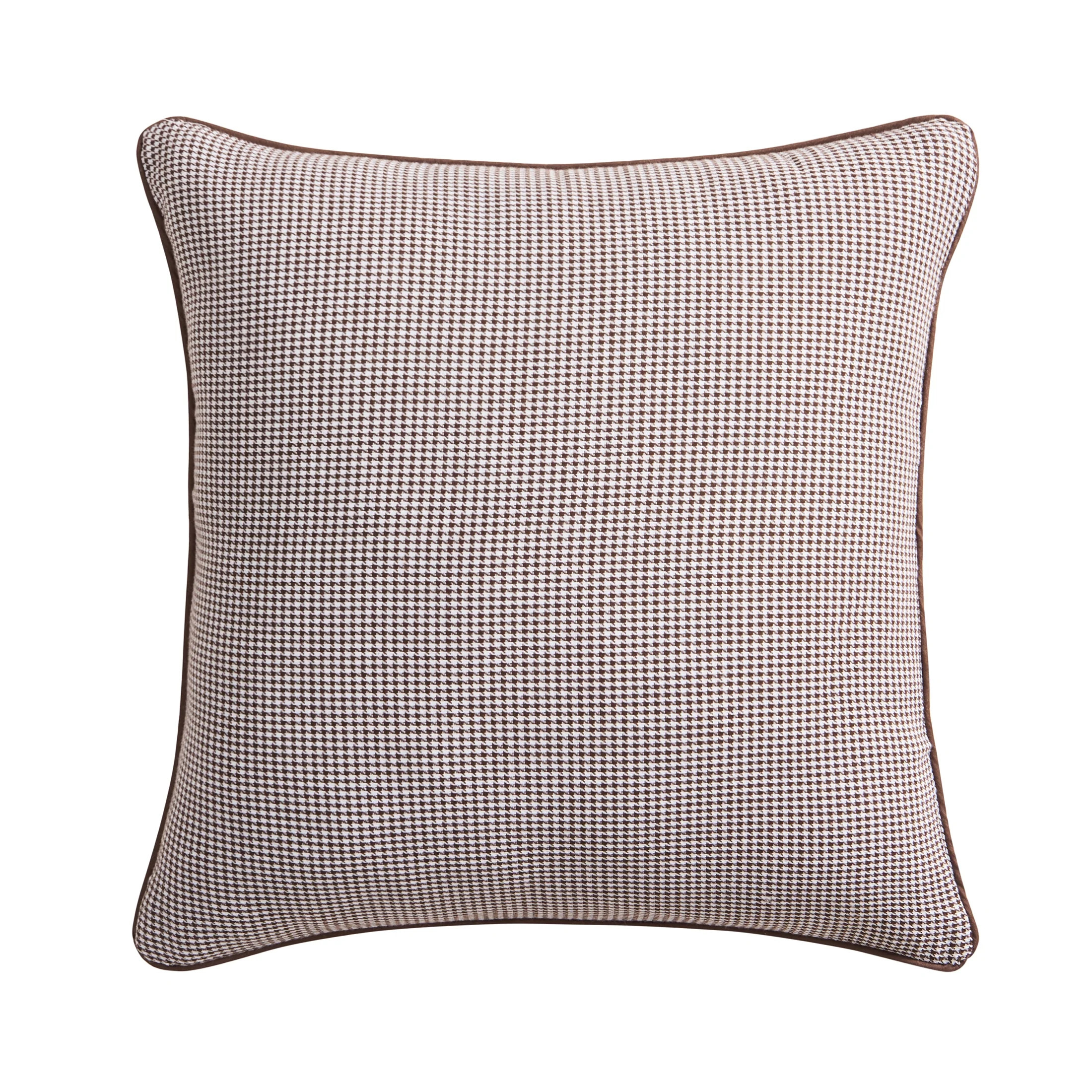 My Texas House 20" x 20" Brown Woven Micro Houndstooth Decorative Pillow Cover | Walmart (US)