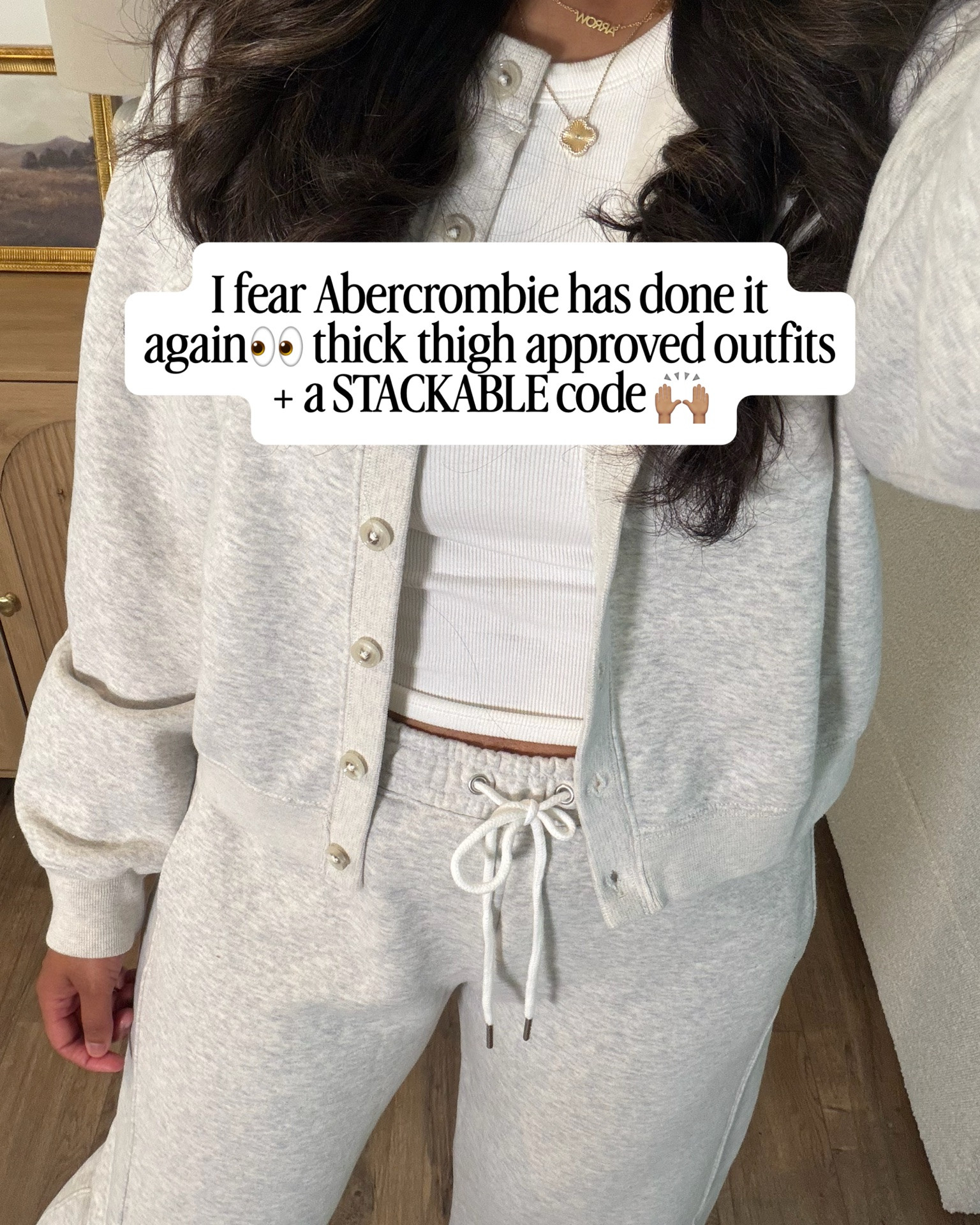 @abercrombie sale!! Stack code AFLTK for extra savings!! Size 6/8. Curve love 6 longg in jeans size up to 8 long in trousers! Medium long sweatpants and sweatshirt!!