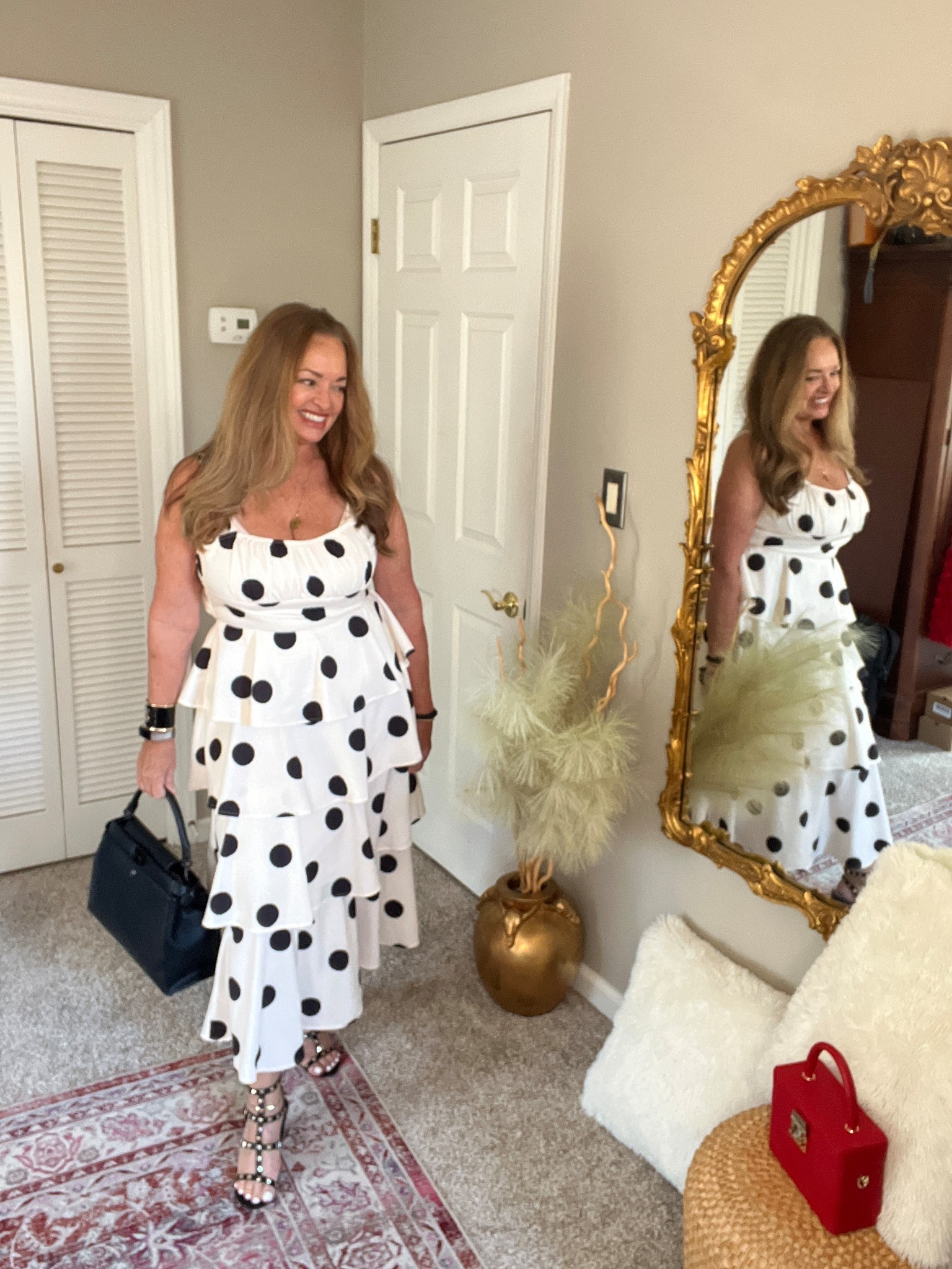 Tiered ruffle polka dot pattern maxi dress. Special occasion. 

#LTKFestival #LTKWedding #LTKTravel