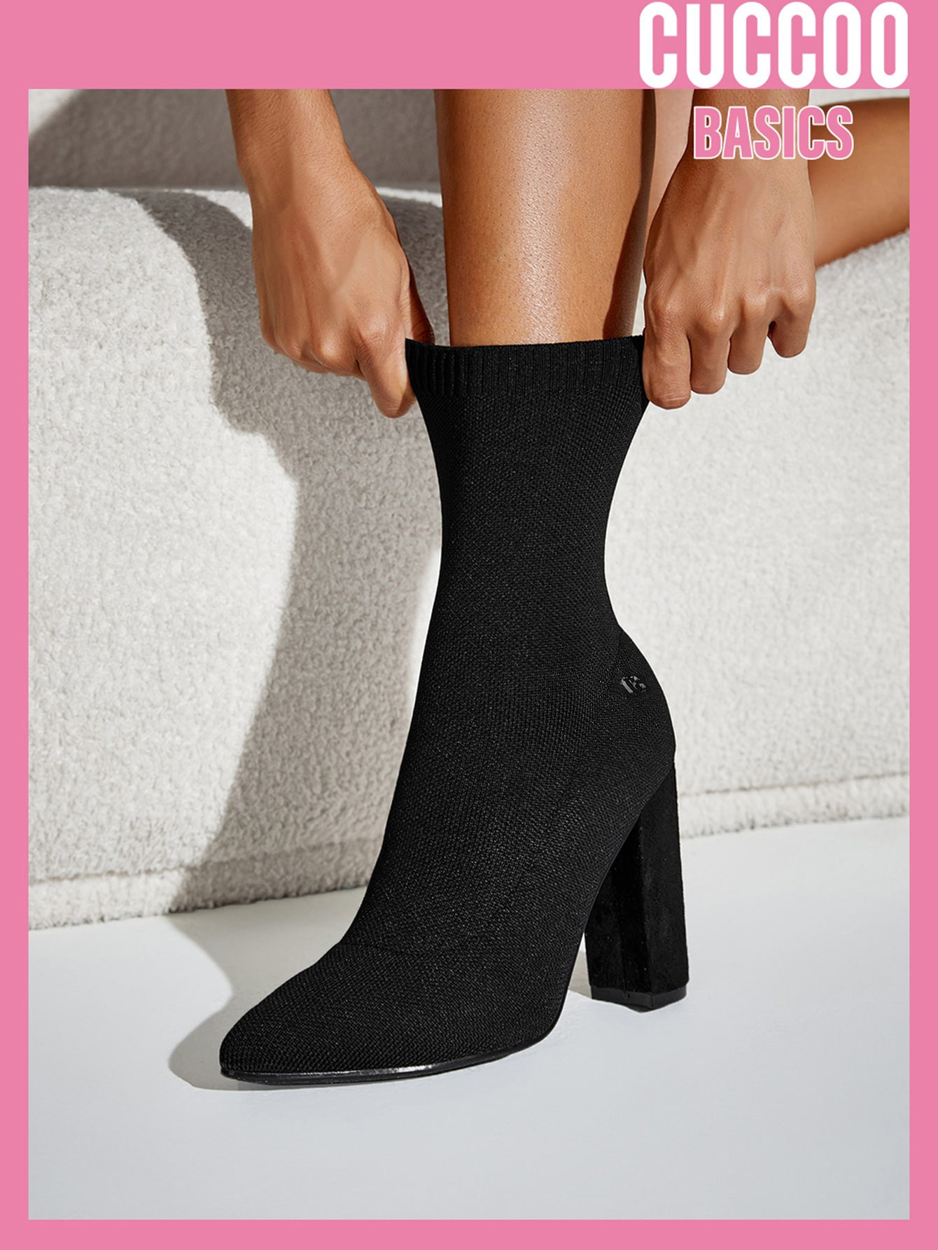 Cuccoo Everyday Collection Botas calcetín con tacón grueso | SHEIN