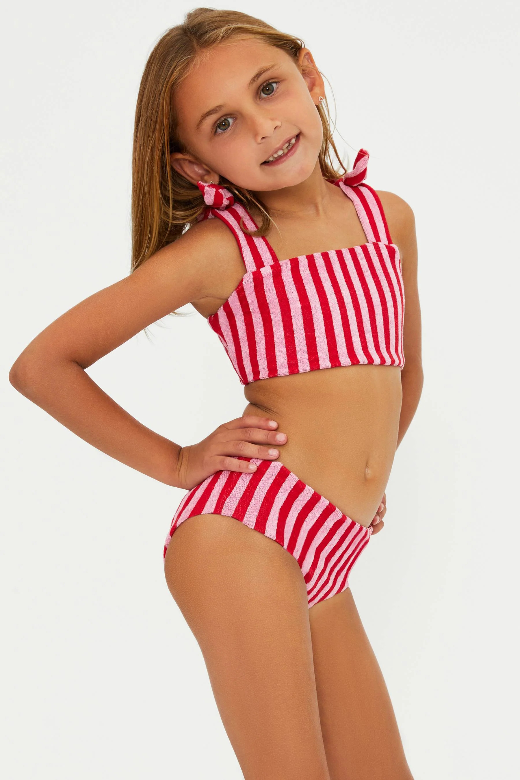 Little Stella & Janie Set Candy Cane Stripe Terry | Girls Swimsuit | Beach Riot | Beach Riot