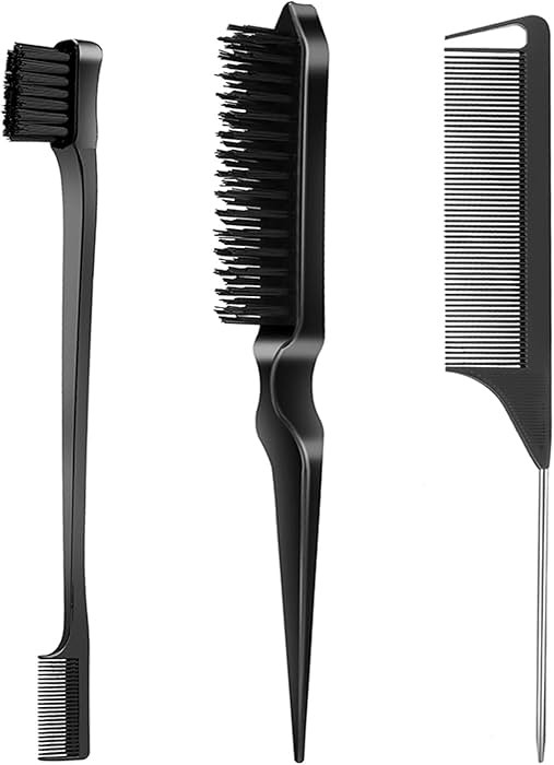 3 Pcs Slick Back Hair Brush, Rat Tail Comb, Edge | Bristle Brush, Hair Accessories for Girls, Kid... | Amazon (US)