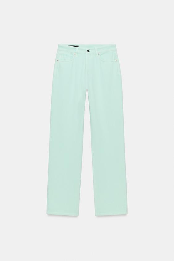 Zara - Z.03 Straight High-Waisted Long Length Jeans - Women - Mid-Blue - Women | Zara US
